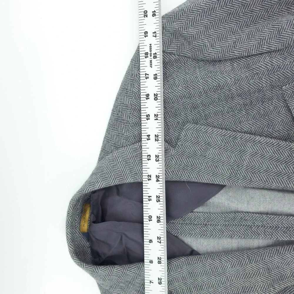 Brooks Brothers Mens Blazer Wool Cotton Herringbone Grey 46R Regent Fit Emmetex